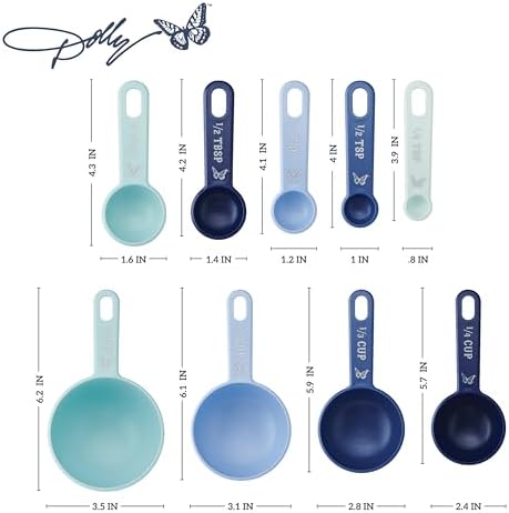 Dolly Parton Measuring Cups and Spoons Set, Blue with Butterfly