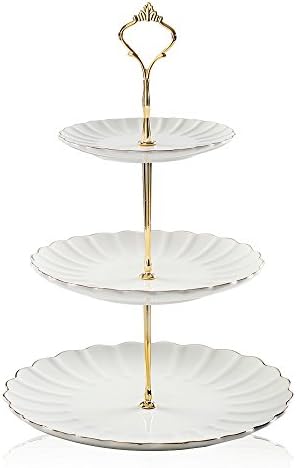 Sweejar 3 Tier Ceramic Cake Stand Wedding, Dessert Cupcake Stand for