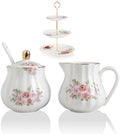 Sweejar Royal Ceramic Sugar and Creamer Set Cream Pitcher, Sugar Bowl