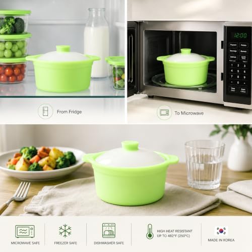 Microwave Silicone Food Steamer Set of 2, with Lid, 2.5 Cup, Made in