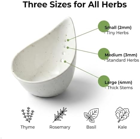Ceramic Herb Stripper Bowl with 5 Size Holes