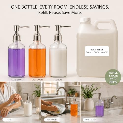 Refillable Clear Soap Dispenser Bottles, 16 oz 3 Pack
