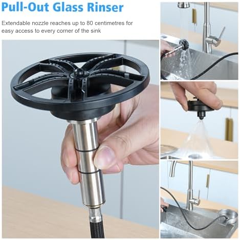 Glass Rinser for Kitchen Sink with Pull-Out Spray