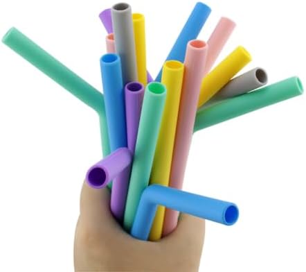Reusable Silicone Drinking Straw Set with Cleaning Brush and Case