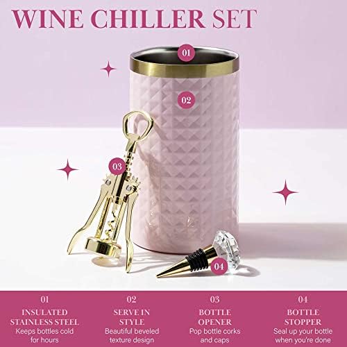 Paris Hilton Wine Bottle Chiller Set, Insulated Double Wall Chiller