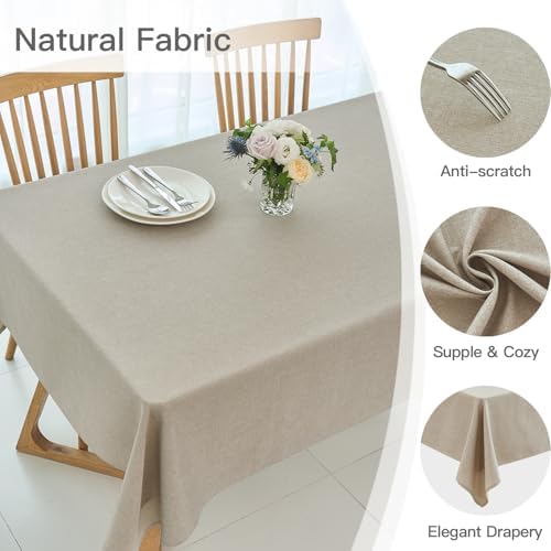 maxmill Rectangle Linen Textured Tablecloth Waterproof Spillproof
