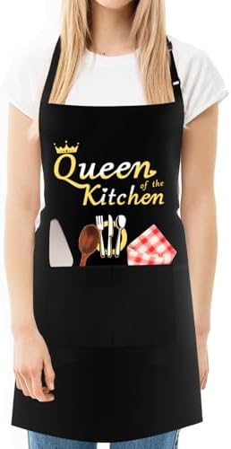 Funny Baker Black Cooking Chef Apron with 2 Pockets Gift for Women Mum