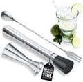 Set of Drink Muddler for Cocktails with Cocktail Spoon and Jigger
