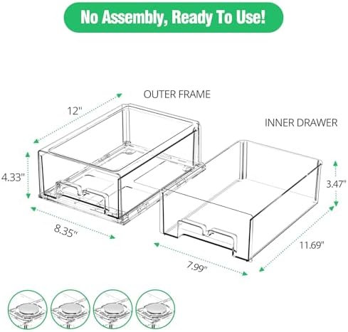 damynuo 2 Pack Fridge Drawer Organizer, Refrigerator Organizers and