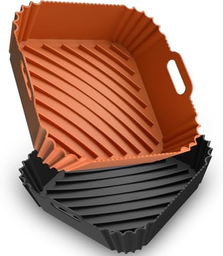 Air Fryer Silicone Liners 2 Pack, Reusable Square Air fryer Basket