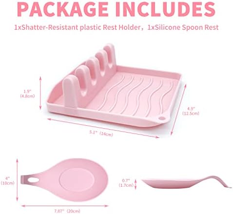 2 Pack Multiple Utensil Spoon Rest with Drip Pad Non-Slip Heat