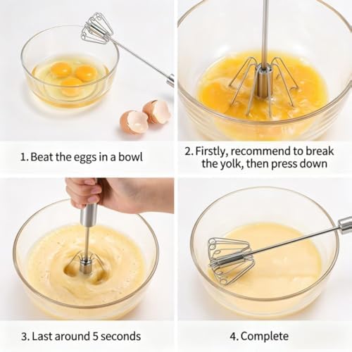 KSENDALO SUS304 Stainless Steel Whisk & Beater Set - Manual &