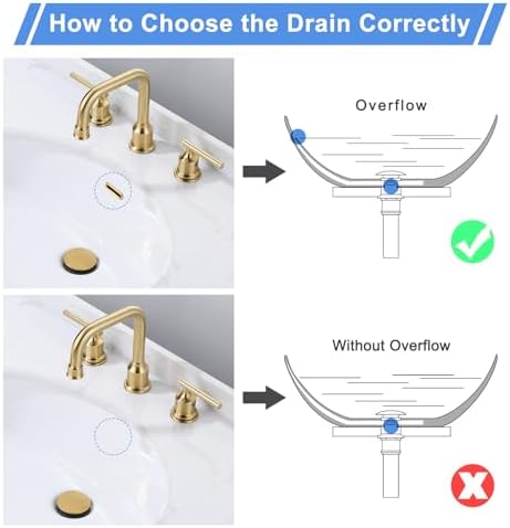 Brushed Gold Pop Up Drain with Overflow and 9.6 Inch Sink Hole Cover