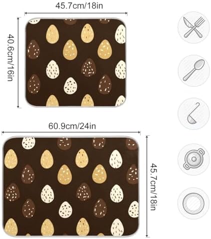 OTVEE Striped Chocolate Art Dish Drying Mat for Kitchen Counter