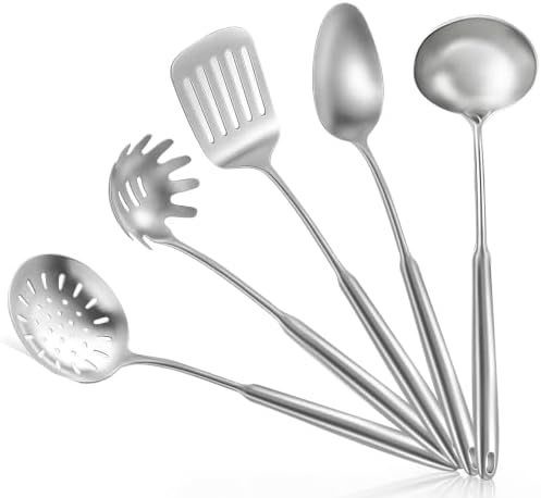 5 Pcs Cooking Utensils Set,18/8 Metal Stainless Steel Kitchen Utensils