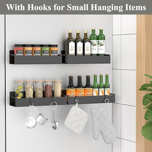 HuggieGems 8 Pack Magnetic Spice Rack, Black