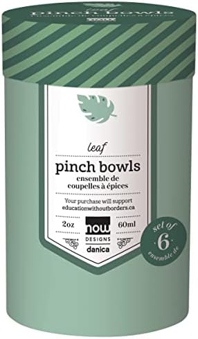 Now Designs Leaf Ceramic Pinch Bowl Set, Mini Bowls for Dipping and