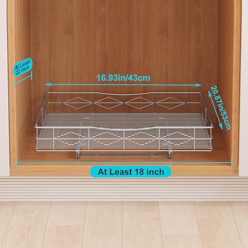 Pull Out Cabinet Organizer, 50LB Load Capacity Bottom-mount Sliding