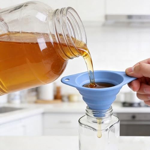 Kitchen Funnel Set,Food Grade Collapsible Silicone Funnels Gadgets