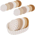 Coasters Set of 12 with Holder, Cotton Woven Absorbent Coasters for