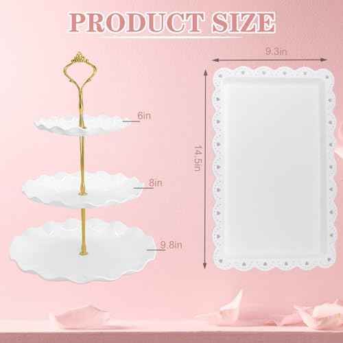 5 Pcs Dessert Table Display Set, Round Cupcake Stand, White