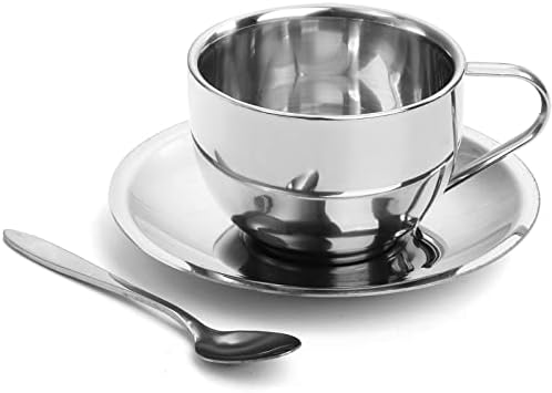 Okllen 4 Pack Stainless Steel Coffee Cup Set, 6 Oz Coffee Mugs with
