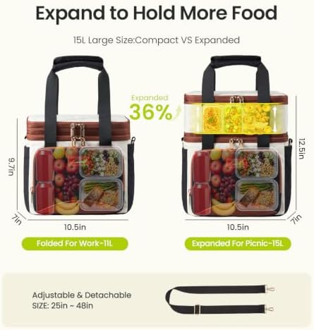 LOVEVOOK Insulated Lunch Box for Women,Large Adult Lunch Cooler Bag