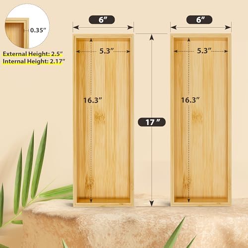 Bamboo Kitchen Drawer Organizer, Deep 2-Pack, 17" x 6" x 2.5"