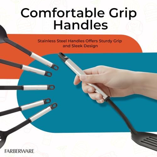 Farberware – Stainless Steel Kitchen Tool Set – Black, Set of 5