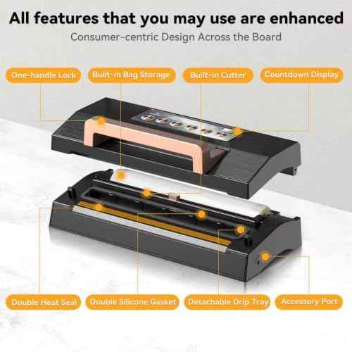 Vacapex Vacuum Sealer Machine, Double Heat Seal, 2 Rolls