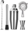 ZPUFAW 5-Piece Cocktail Shaker Set Shaker Strainer Jigger T-Mixing