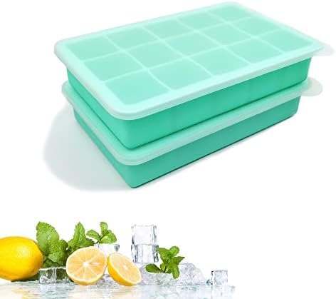 2 Pack Silicone Ice Cube Trays, Easy Release Flexible-15 Cubes Ice