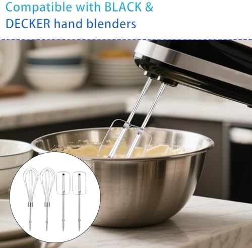Penitue 4pcs Hand Mixer Beaters Attachments, 2 Styles Stainless Steel