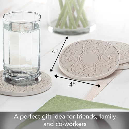 Thirstystone Victorian Lace 4 Pack Embossed Stone Coaster Set