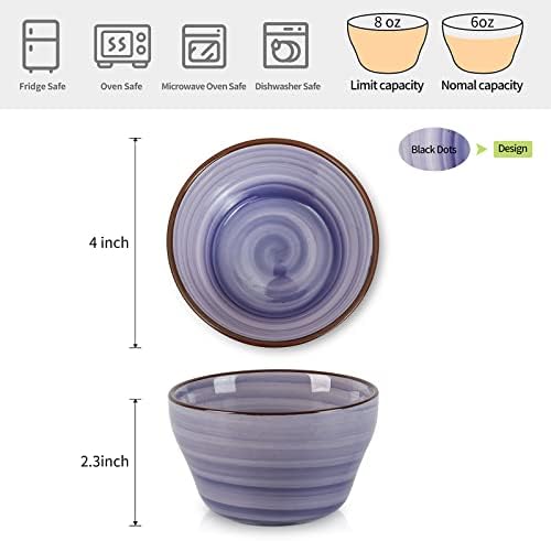 Selamica Ceramic 8oz Bouillon Cups 4 Inch Small Dessert Bowls for Soup