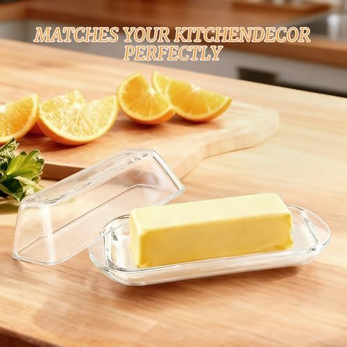 Elegant Glass Butter dish with Lid, Dust-proof and