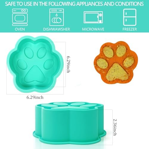 6Inch Dog Birthday Cake Mold, 1Pack Paw Shaped Silicone Pan Extra