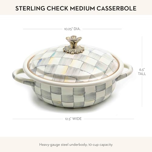 MACKENZIE-CHILDS Casserbole, Medium, Gray-and-White Sterling Check
