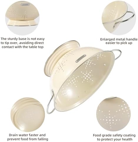Metal Colander 2 Pack, Strainer Bowel with Handles 2Qt & 6Qt Powder