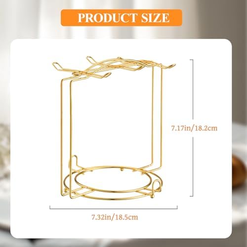 3Pcs Gold Coffee Cup and Saucer Display Stand 7.32"x7.17"