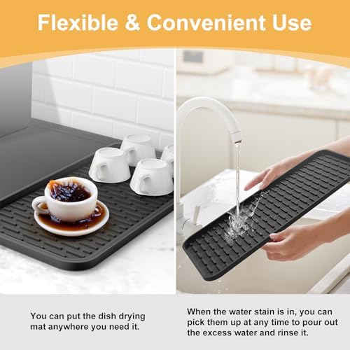 Silicone Coffee Mat, 16''x16'' Coffee Bar Mat