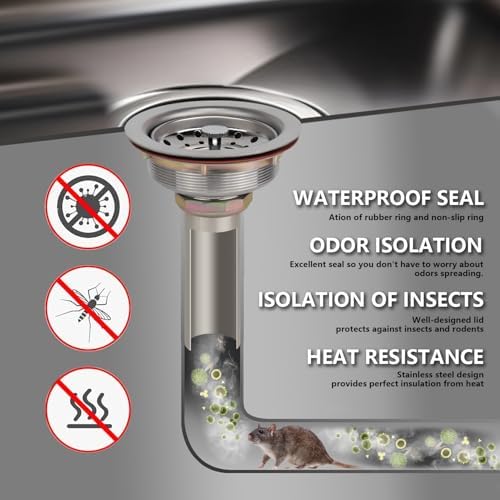 Uni-Green Kitchen Sink Drain Kit, 3-1/2 Inch, Stainless Steel