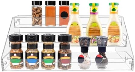 PMMASTO 3-Tier Clear Acrylic Spice Rack Organizer for Cabinet