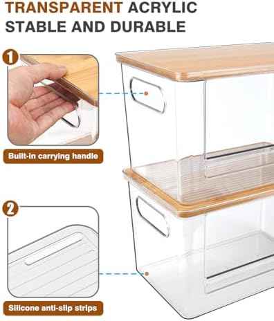Trash Bag Holder, Acrylic Garbage Bag Dispenser with Bamboo Top