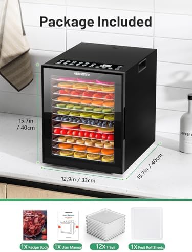 Food Dehydrator, 12 Stainless Steel Trays, 850W