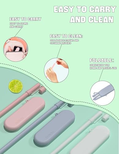 Doboli Reusable Straws with Case,12 inch Long Silicone Reusable Straws