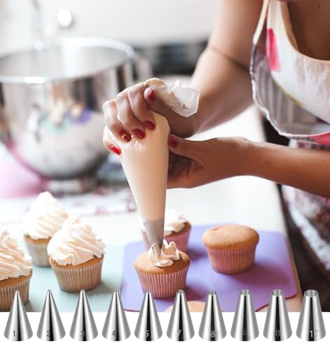 10Pcs Wilton Tips, 10 Sizes Wilton Round Piping Tips for Cookies