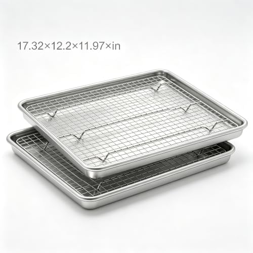 Baking Sheet with Rack Set (2 Pans 2 Racks), Half Sheet Size