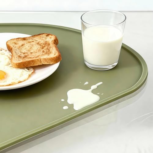 Oval Silicone Placemats Set of 2, 15.8 x 10.5in, Table Protector