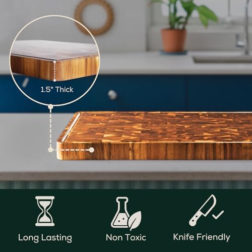 EZ FURNITURE Acacia End Grain Cutting Board, 24" x 18" x 1.5"